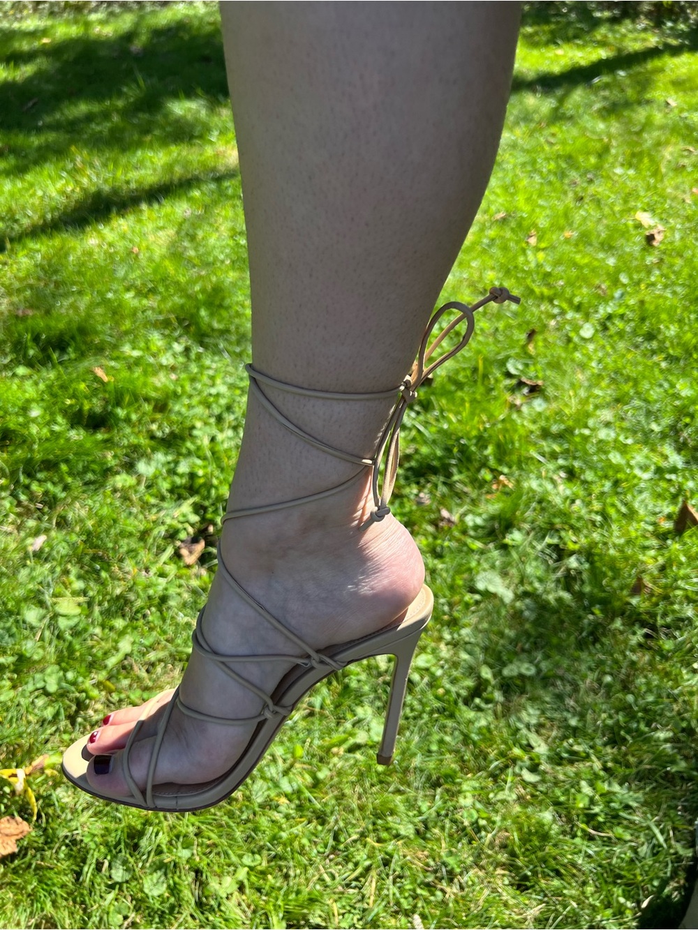 House of CB London - Tao Beige Leather Barely There Heeled Sandal